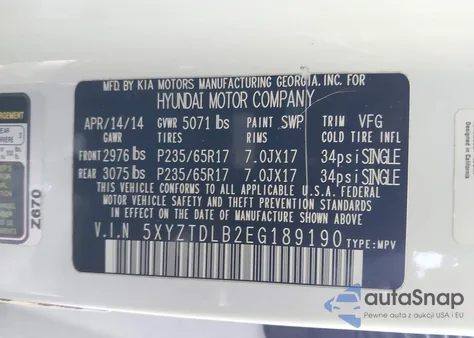 2014 Hyundai Santa Fe Sport 2.4L из США, поврежденный, VIN 5XYZTDLB2EG189190